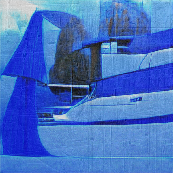 "yacht in blue satin"