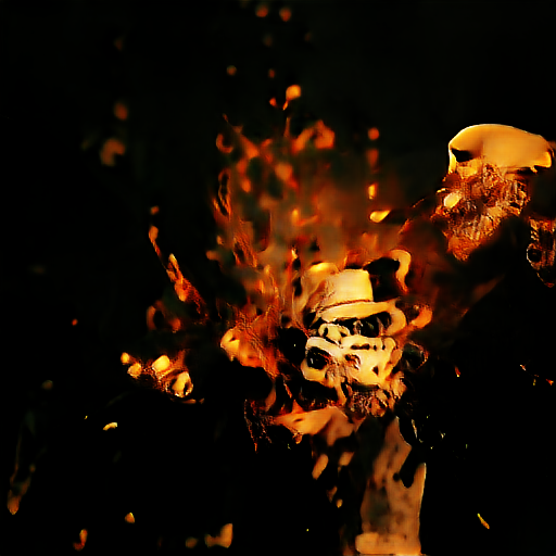 "skull face on fire"