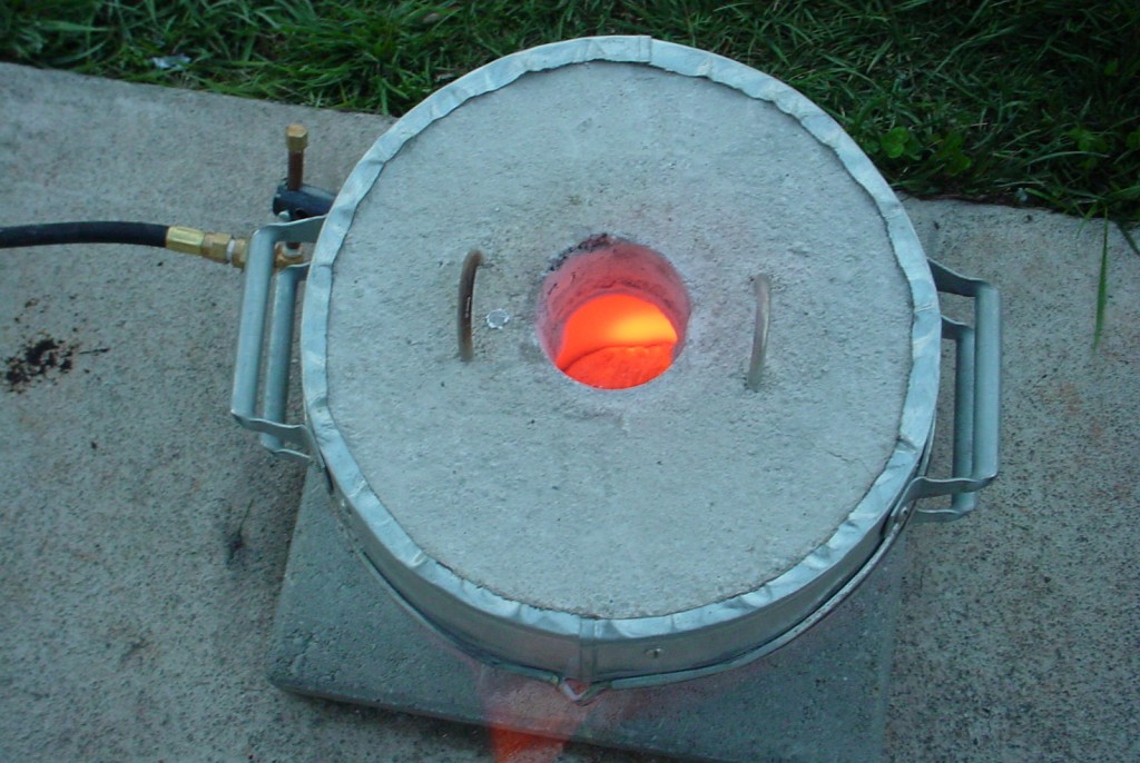 The furnace melting the aluminum